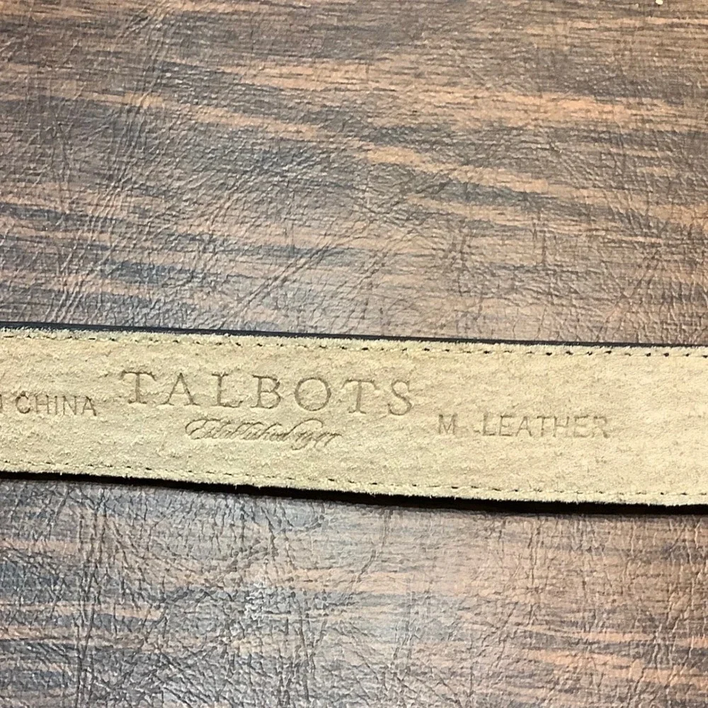 Talbots‎ Womens Navy Leather Starfish Buckle Belt Nautical Silver Tone Size M